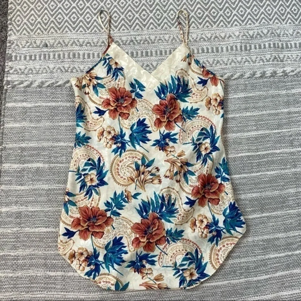 Vintage Kathryn 1990s Floral Elegant Ornate Silky Satin Mini Slip Dress Nightie